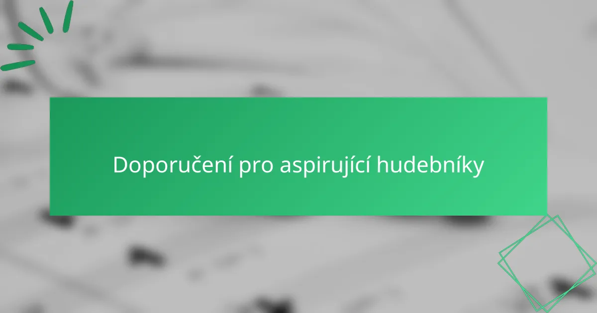 Doporučení pro aspirující hudebníky