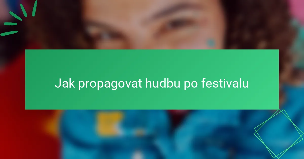 Jak propagovat hudbu po festivalu