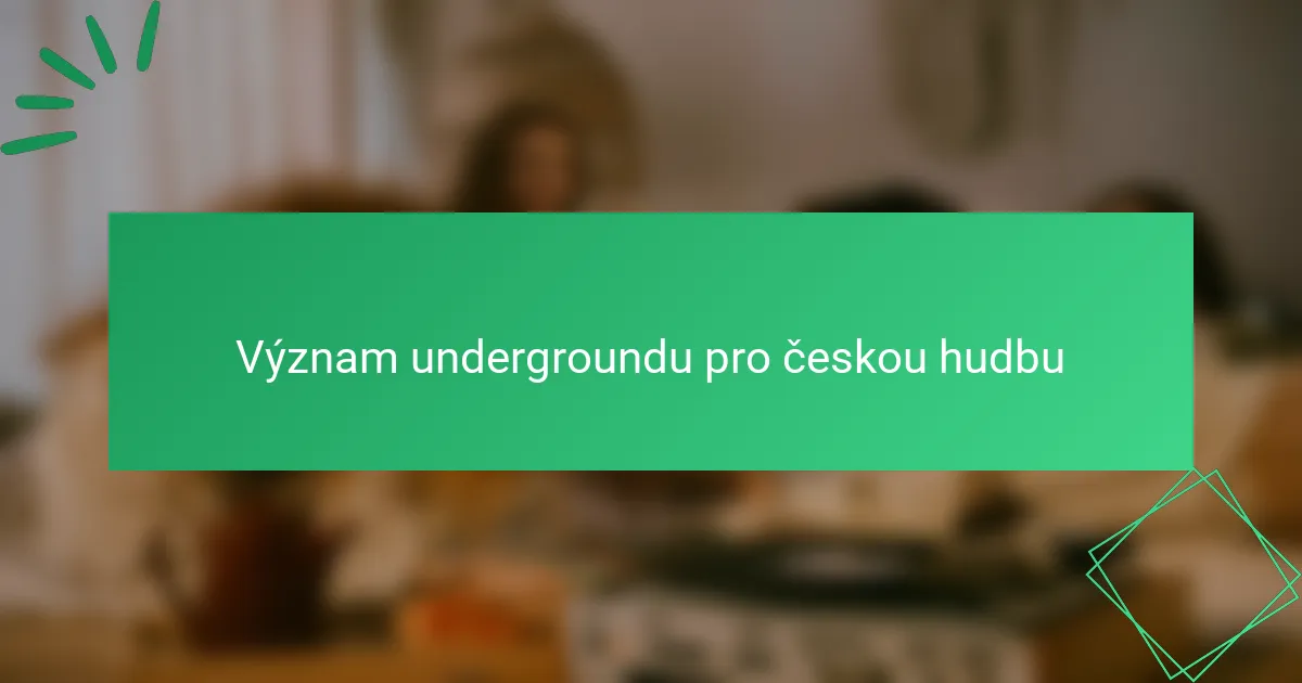 Význam undergroundu pro českou hudbu