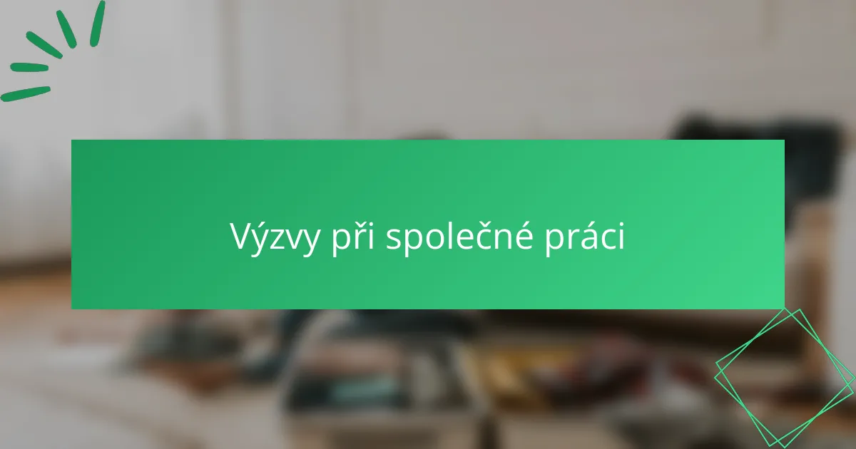 Výzvy při společné práci